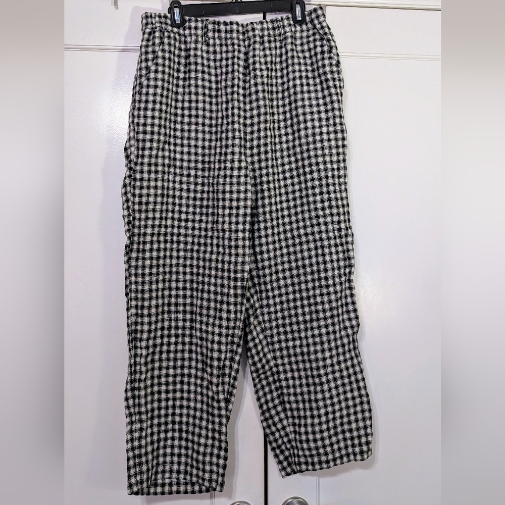 Quince Linen Black and White Checkered Pants